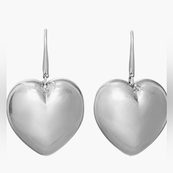 TORY BURCH Silver Heart Locket Earrings NEW - Picture 2 of 6